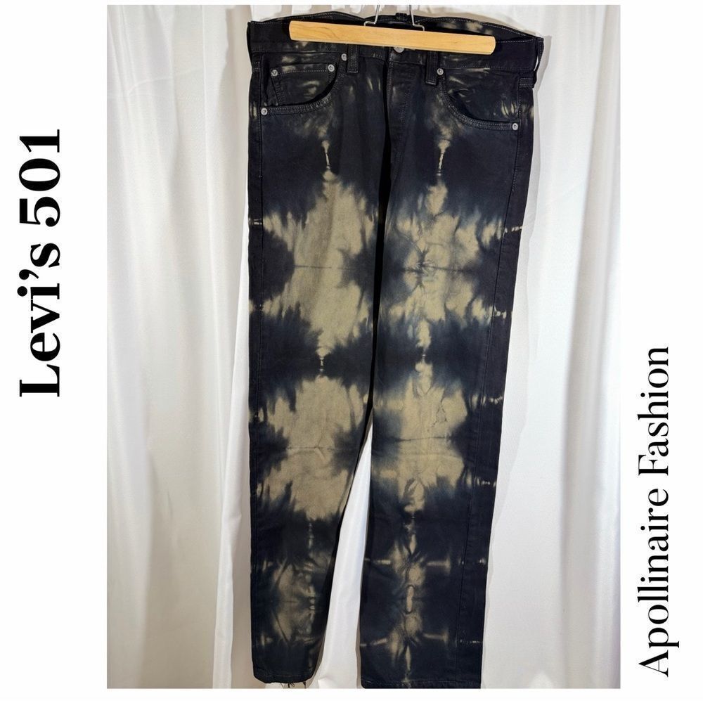 Levi's 501 Button-fly Tie Dye Denim Size 34 Black tan